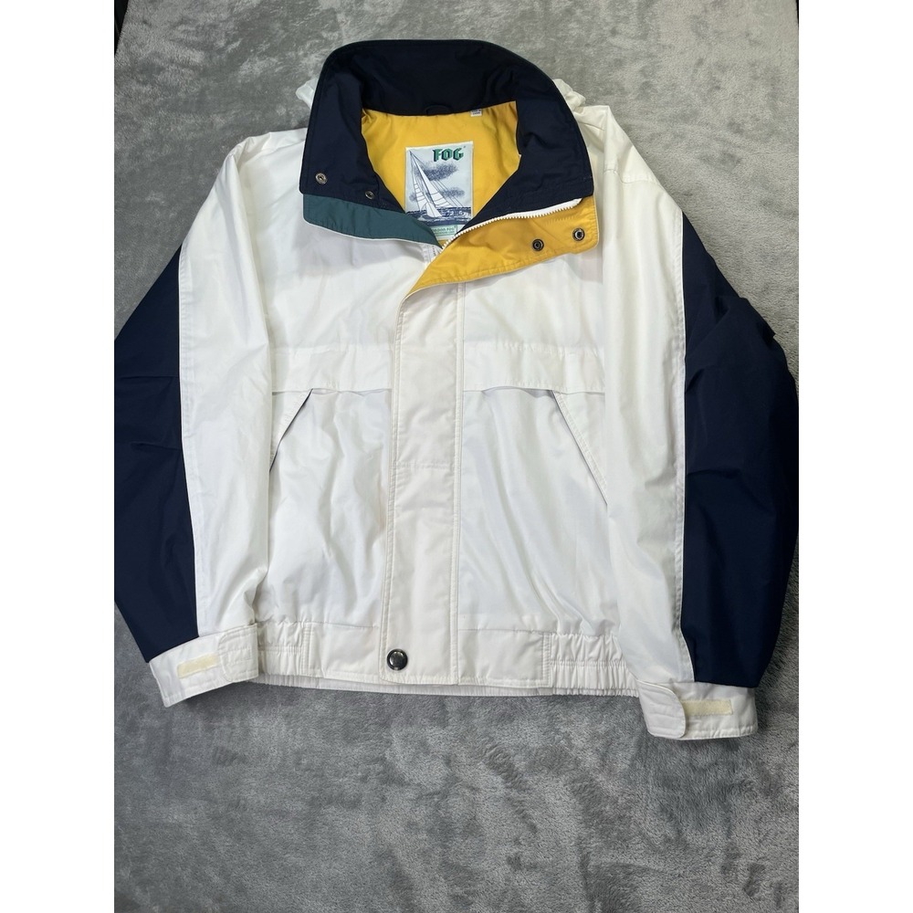 London Fog Full Zip Jacket White Unisex Adults Size L Vintage 90's